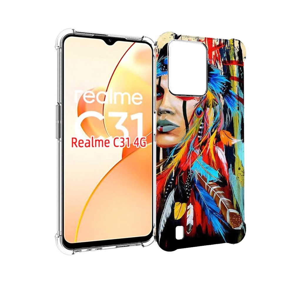 

Чехол MyPads индеец расписной для OPPO Realme C31, Прозрачный, Tocco