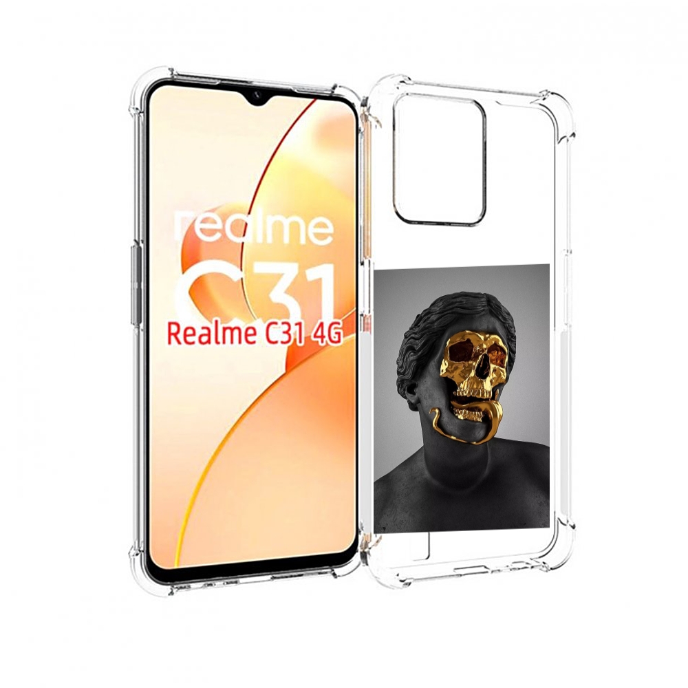 

Чехол MyPads золотой череп в статуе для OPPO Realme C31, Прозрачный, Tocco