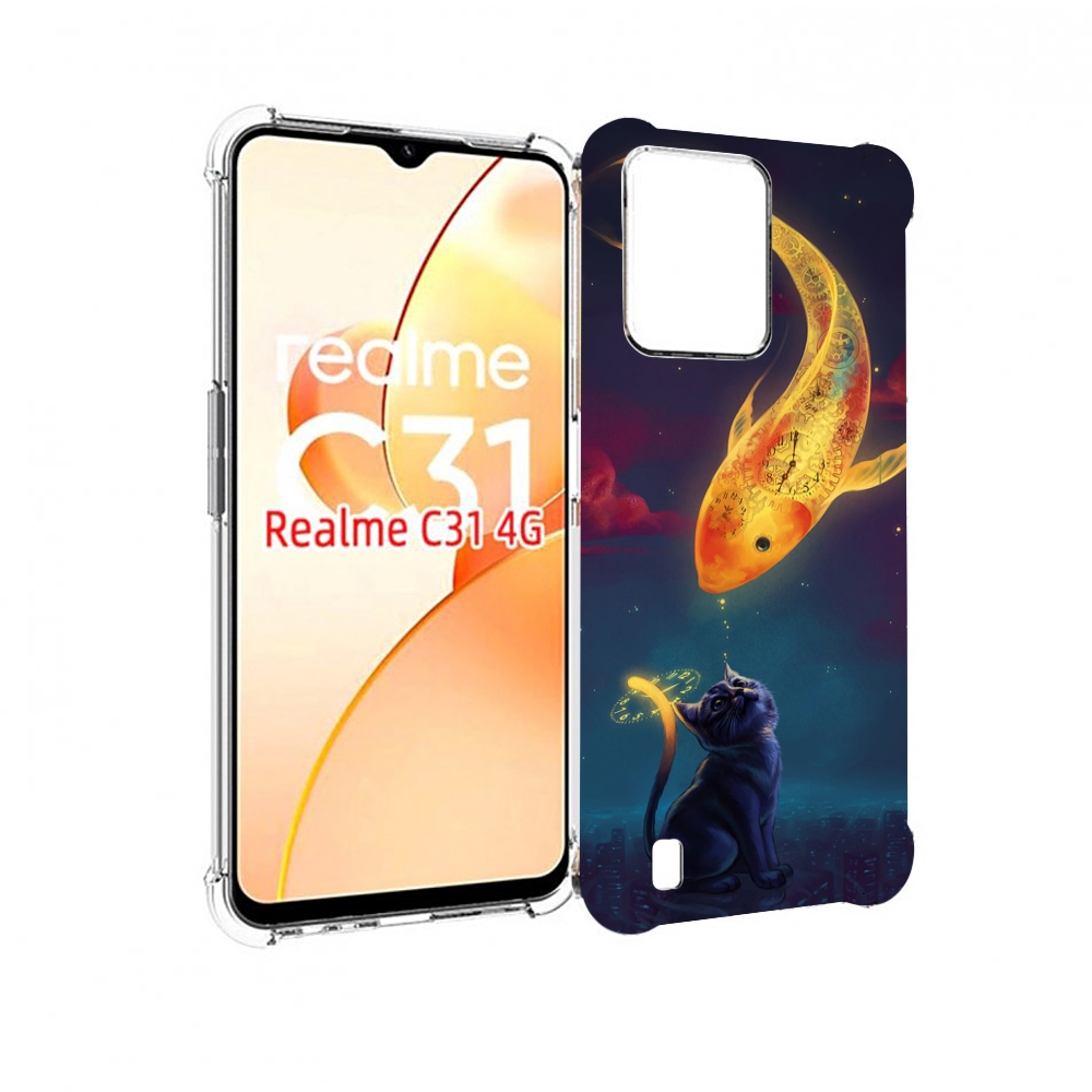 

Чехол MyPads золотая-рыбка-часовая для OPPO Realme C31, Прозрачный, Tocco