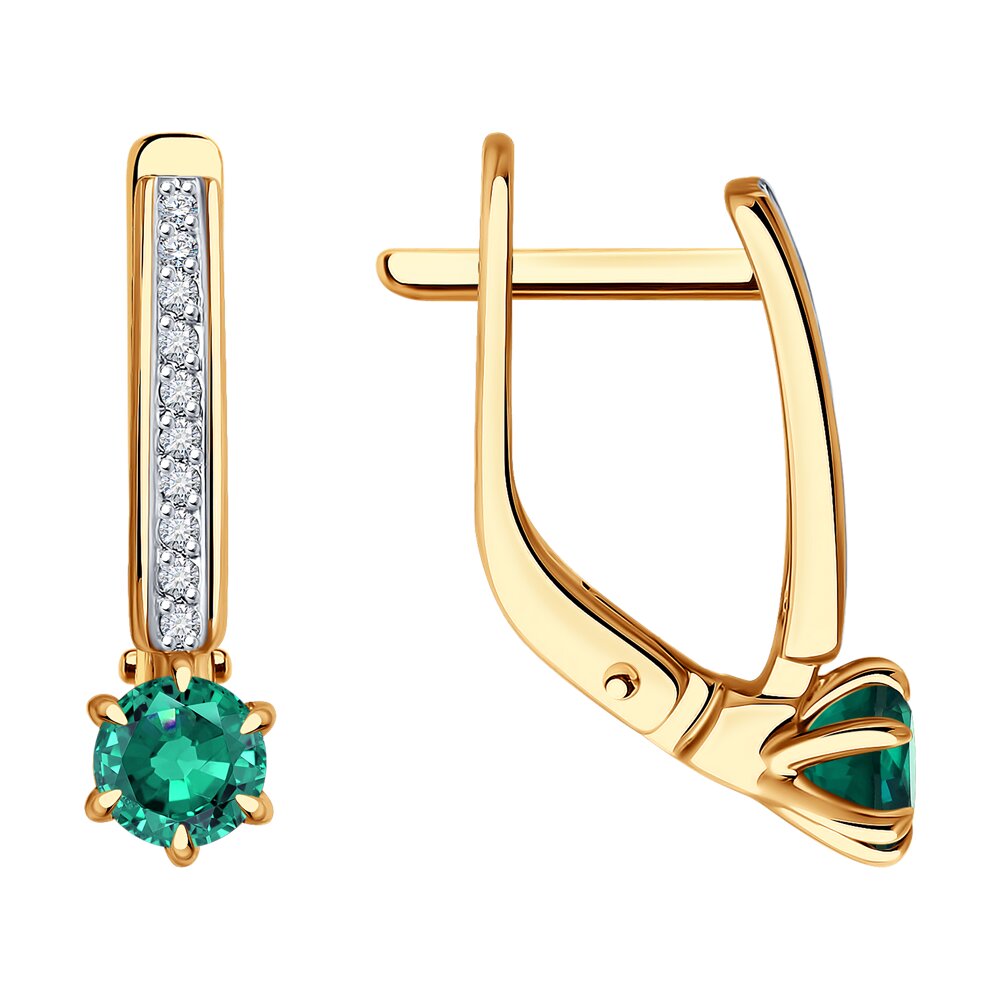 

Серьги из красного золота Diamant 51-220-02413-1, бриллиант/изумруд, 51-220-02413-1