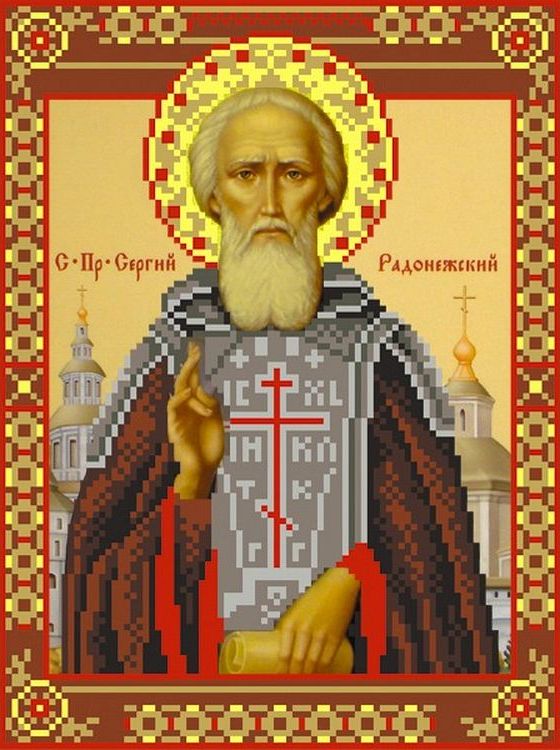 

Рисунок на шелке «Святой Сергий Радонежский»