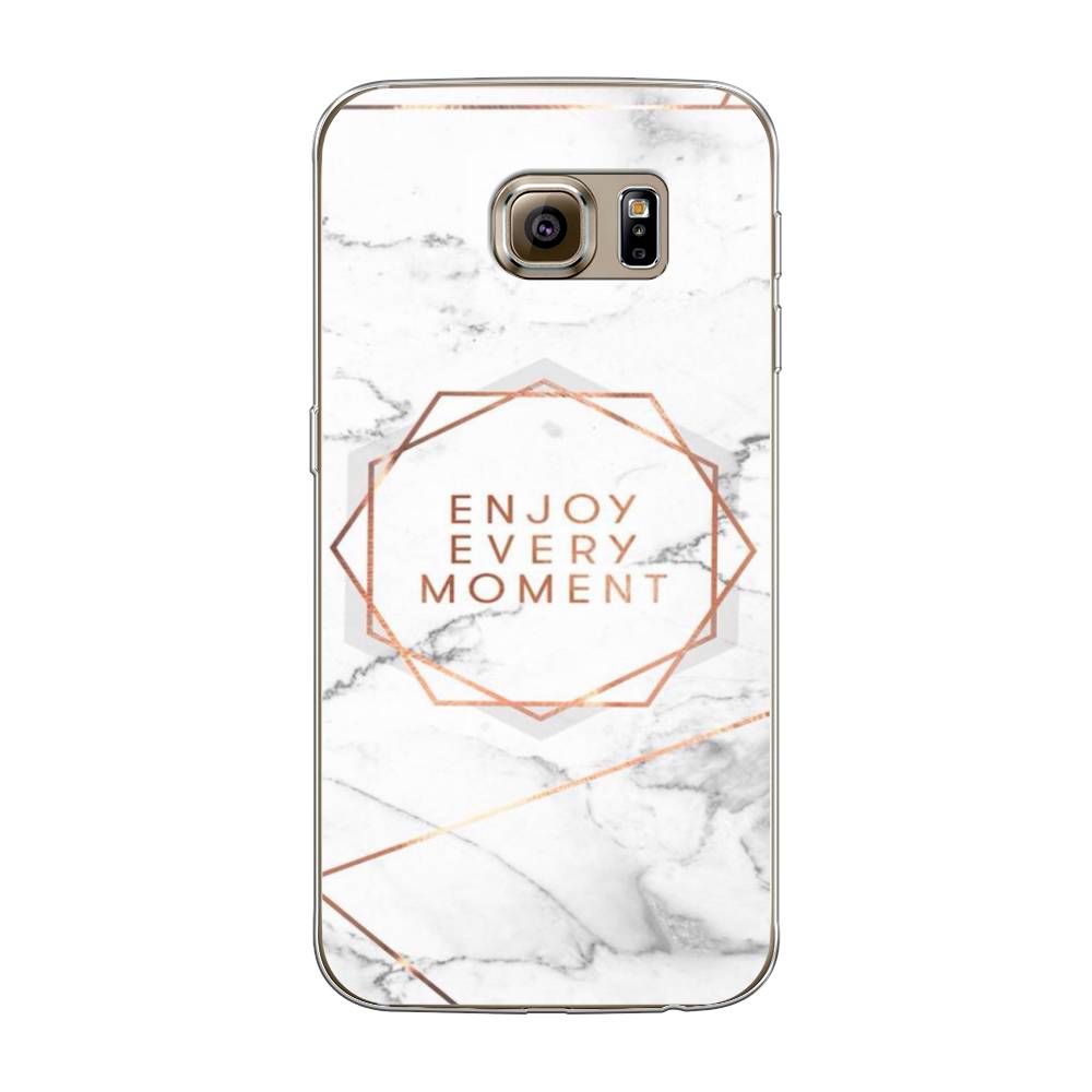 

Чехол Awog на Samsung Galaxy S6 edge "Enjoy every moment мрамор", Белый;розовый;серый, 24450-7