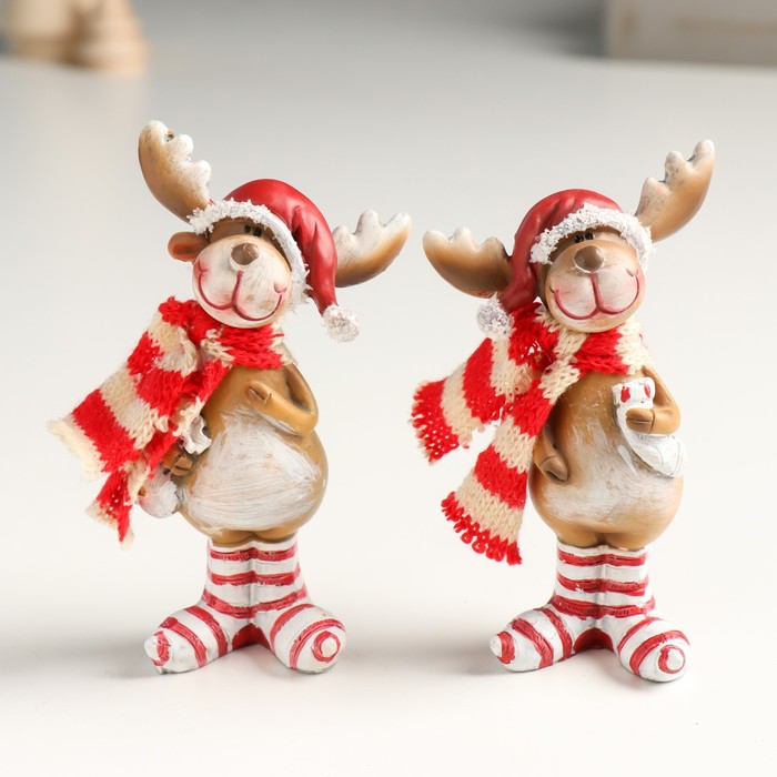 

Сувенир полистоун "Лосяш в красном колпаке и полосатых гетрах, с мешком" МИКС 3х5,5х9,5 см, В ассортименте