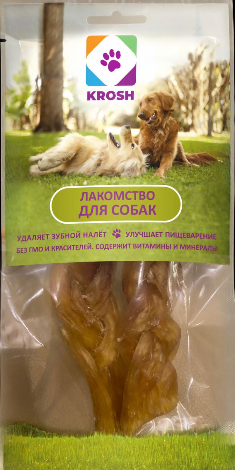 фото Лакомство для собак krosh жила становая говяжья косичка 60г