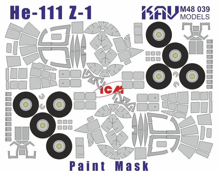 фото Kavm48039 окрасочная маска на остекление he-111z-1 icm 48260 kav models
