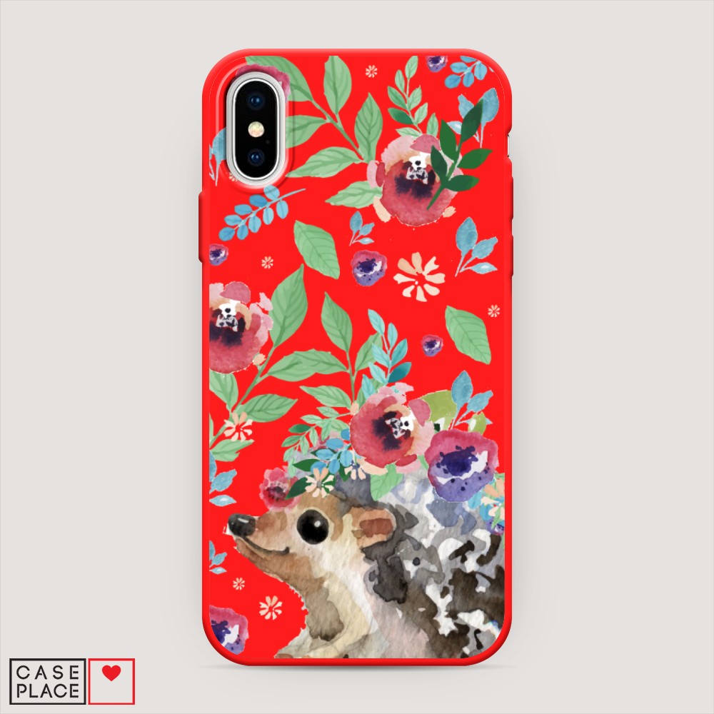 

Чехол Awog на Apple iPhone XS (10S) / Айфон XS (10S) "Ежик в цветах акварель", Разноцветный, 11853-1