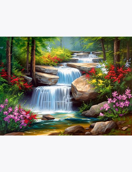 

Алмазная мозаика на подрамнике Горная река в лесу, 40x30 см, 50 цветов, 62669, ПРА-231