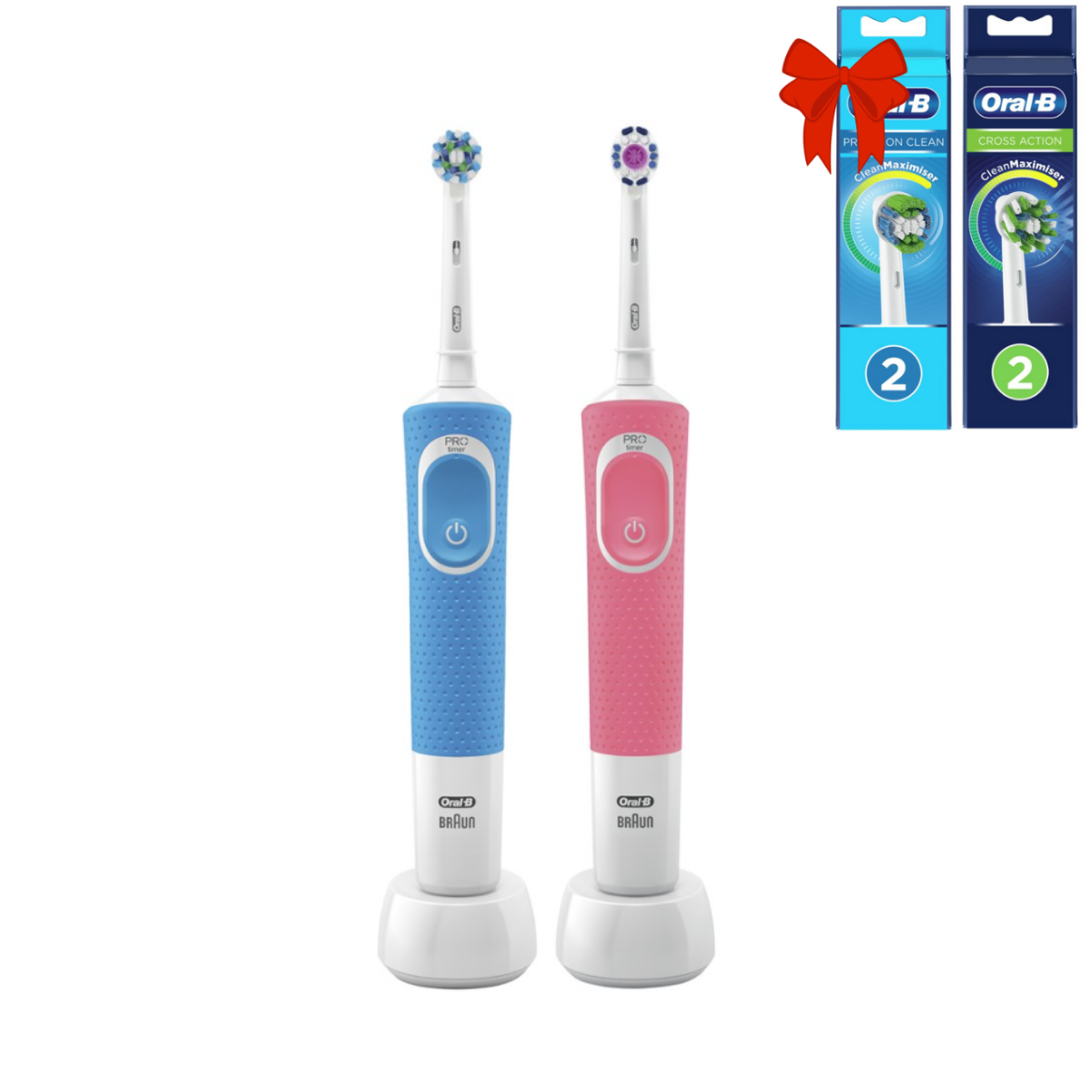 фото Комплект зубных щеток braun oral-b vitality duo d190/d100.413.1+насадки eb50rb; eb20rb