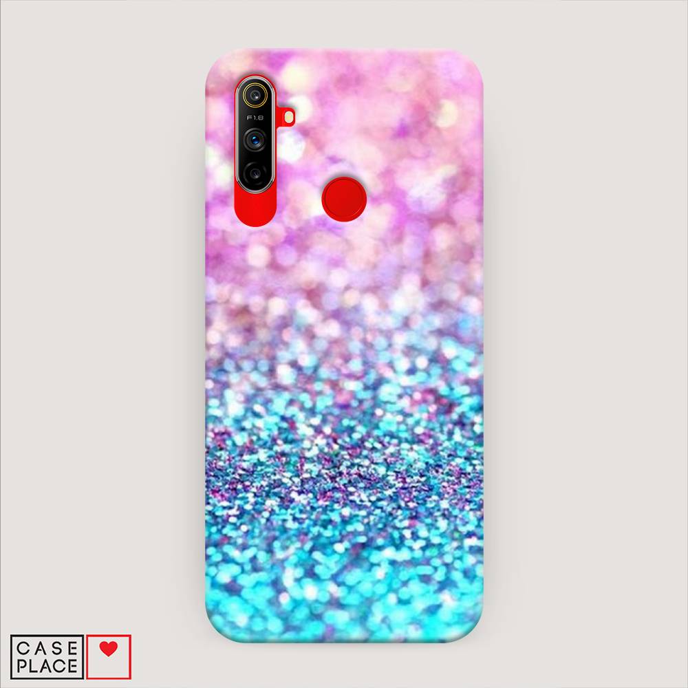 

Пластиковый чехол "Розово-голубые глиттеры рисунок" на Realme C3