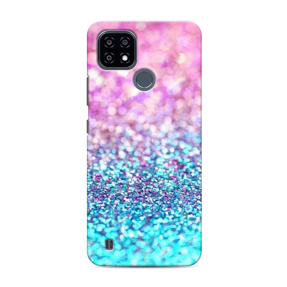 

Пластиковый чехол "Розово-голубые глиттеры рисунок" на Realme C21Y
