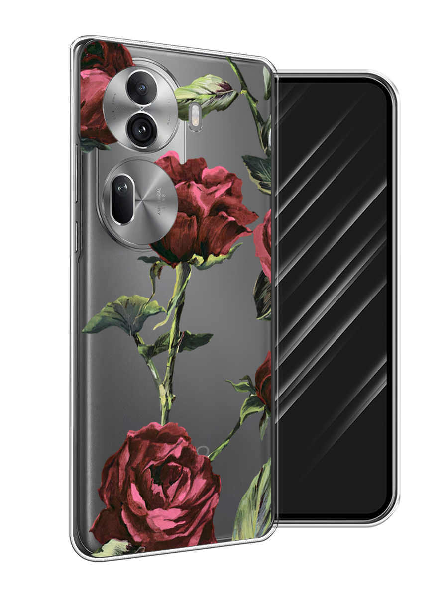 

Чехол Awog на Oppo Reno 11 Pro (Global) "Бордовые розы фон", Бордовый, 2515950-1