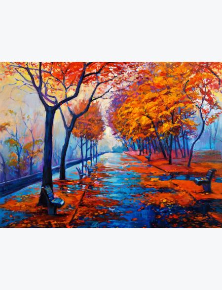

Алмазная мозаика без подрамника Осенняя Аллея, 90x70 см, 54203, РА-039
