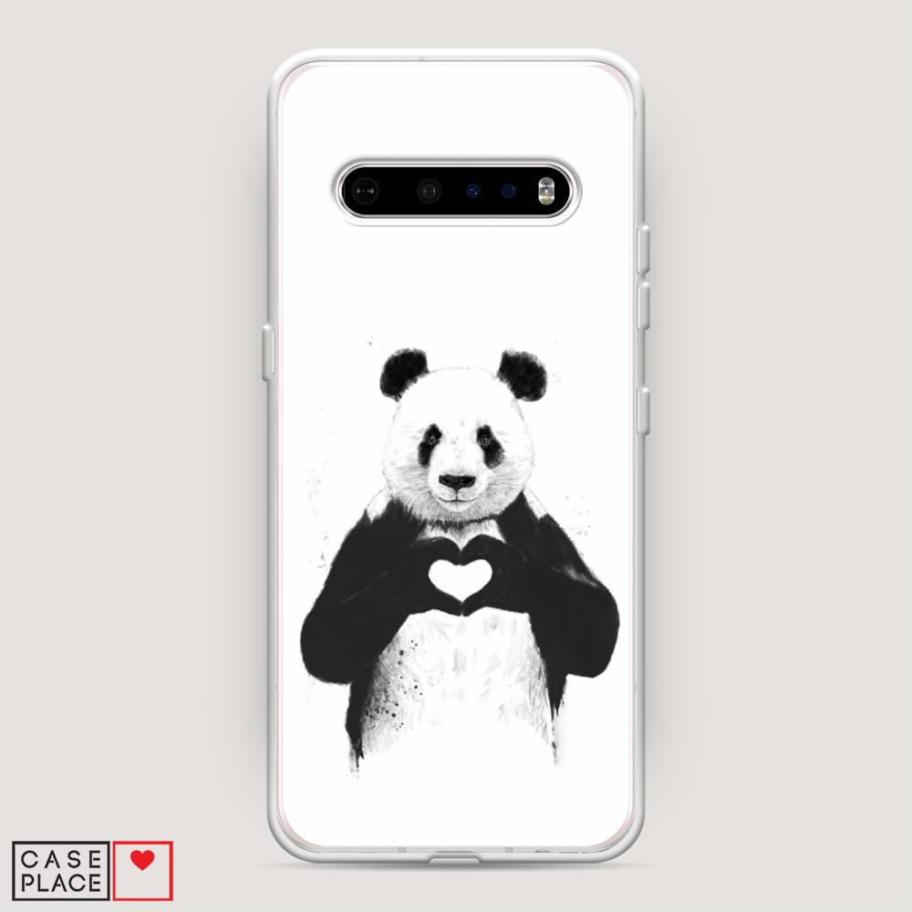 

Чехол Awog на LG V60 ThinQ 5G "Панда love", Серебристый, 84250-10