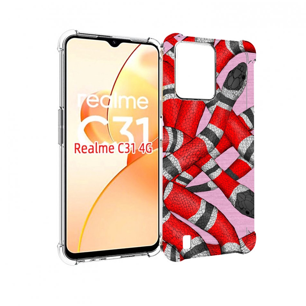 

Чехол MyPads змея-красно-черно-белый для OPPO Realme C31, Прозрачный, Tocco