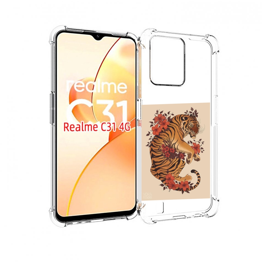 

Чехол MyPads злой-тигр-с-цветами для OPPO Realme C31, Прозрачный, Tocco