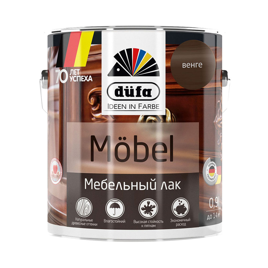 Лак для отделки мебели DUFA Mobel 0,9 л глянцевый венге