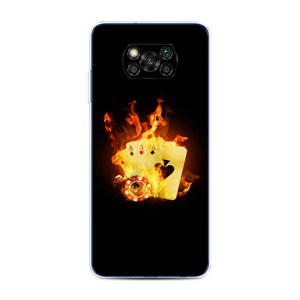 фото Силиконовый чехол "горящие карты" на xiaomi poco x3 nfc awog