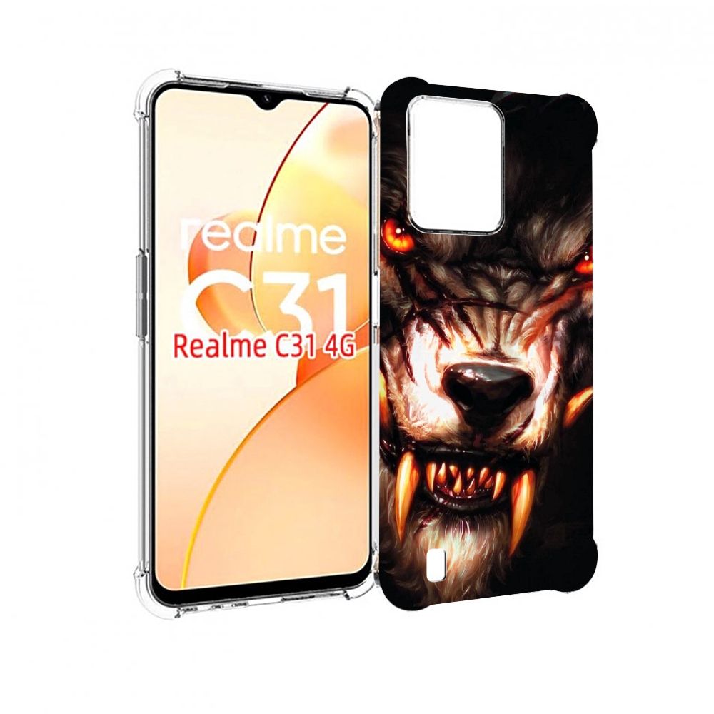 

Чехол MyPads злой голодный волк мужской для OPPO Realme C31, Прозрачный, Tocco