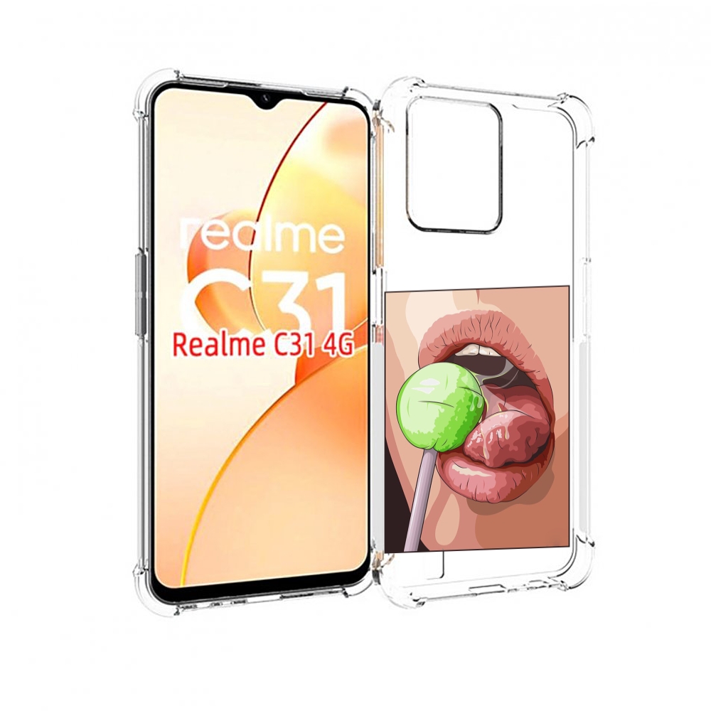 

Чехол MyPads зеленый-чупа-чупс женский для OPPO Realme C31, Прозрачный, Tocco
