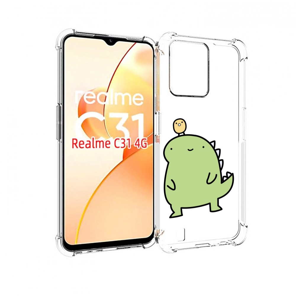 

Чехол MyPads зеленый-динозаврик детский для OPPO Realme C31, Прозрачный, Tocco
