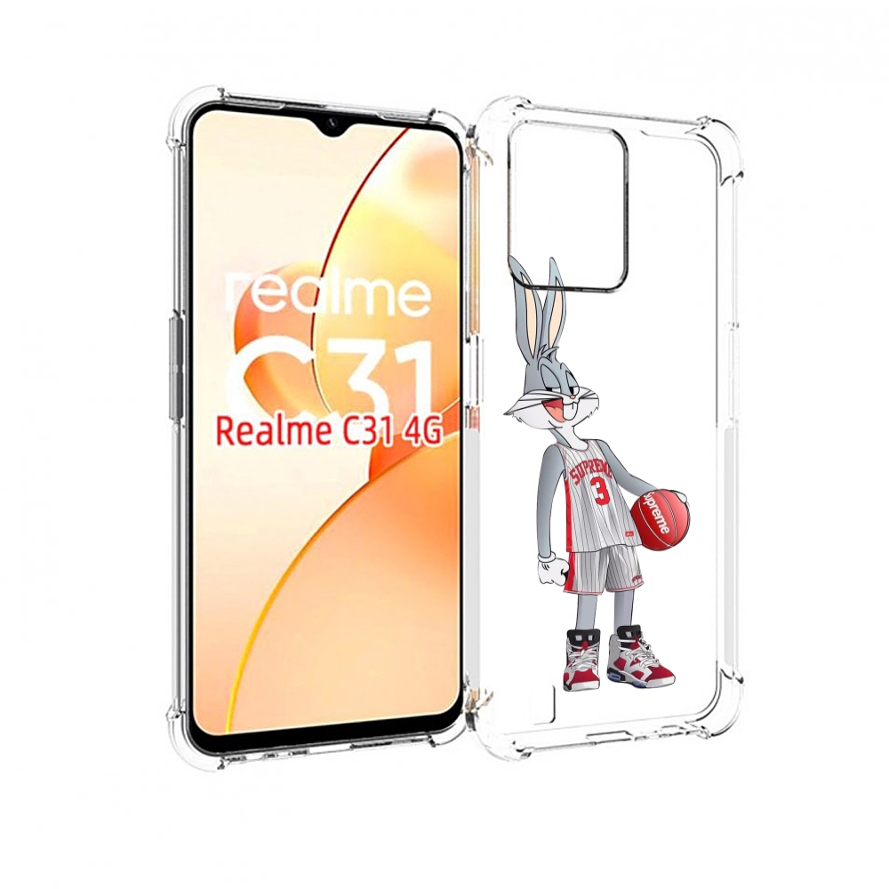 

Чехол MyPads заяц-баскетболист женский для OPPO Realme C31, Прозрачный, Tocco