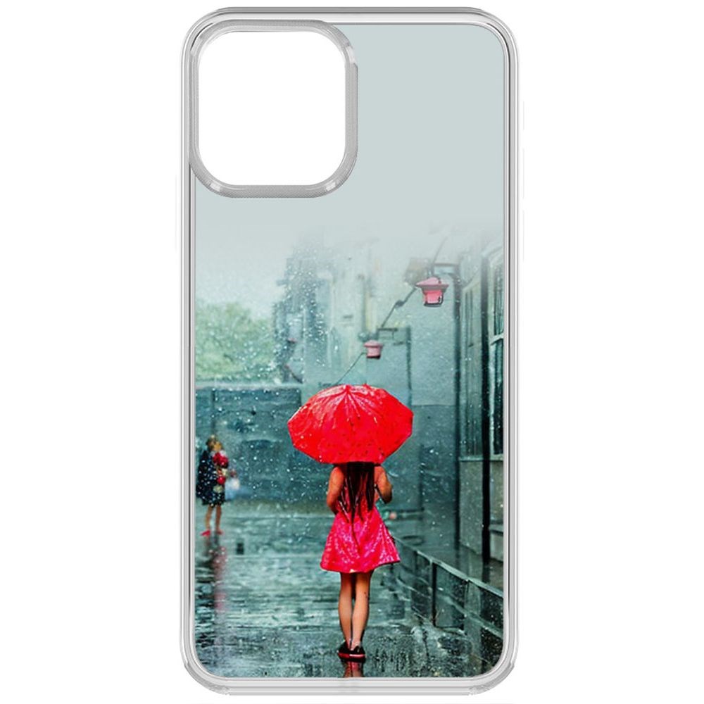 Чехол-накладка Krutoff Clear Case Красный зонтик для iPhone 13