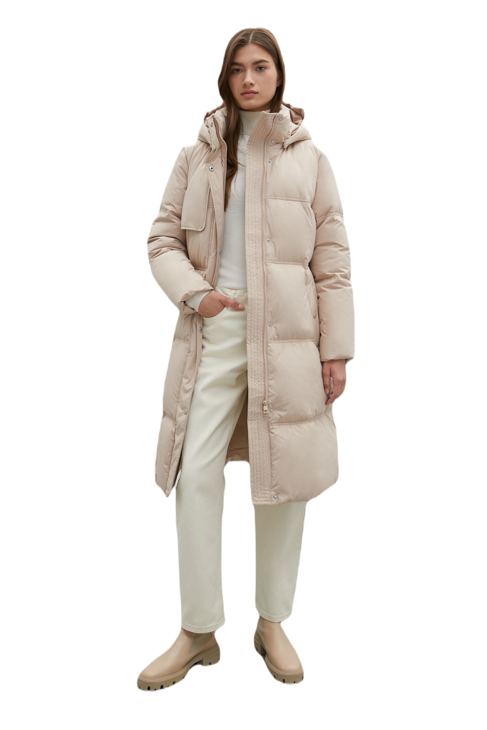 

Пуховик женский Finn Flare FAC11027 бежевый XL, FAC11027