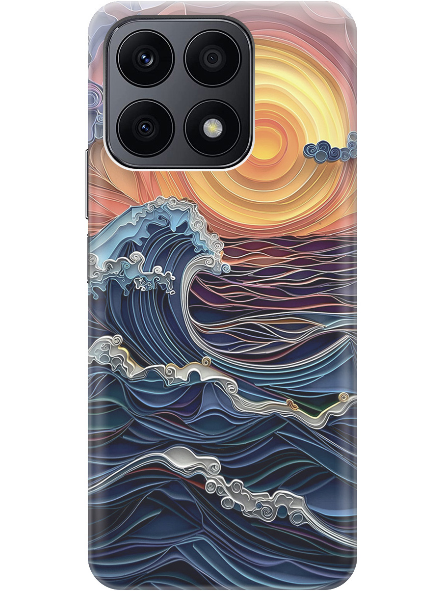 

Силиконовый чехол на Honor X8a с принтом "Волны на закате", 768741610