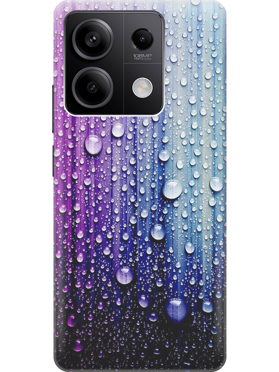 

Силиконовый чехол на Xiaomi Redmi Note 13 5g с рисунком "Капли на голубом", Голубой;фиолетовый, 20012075
