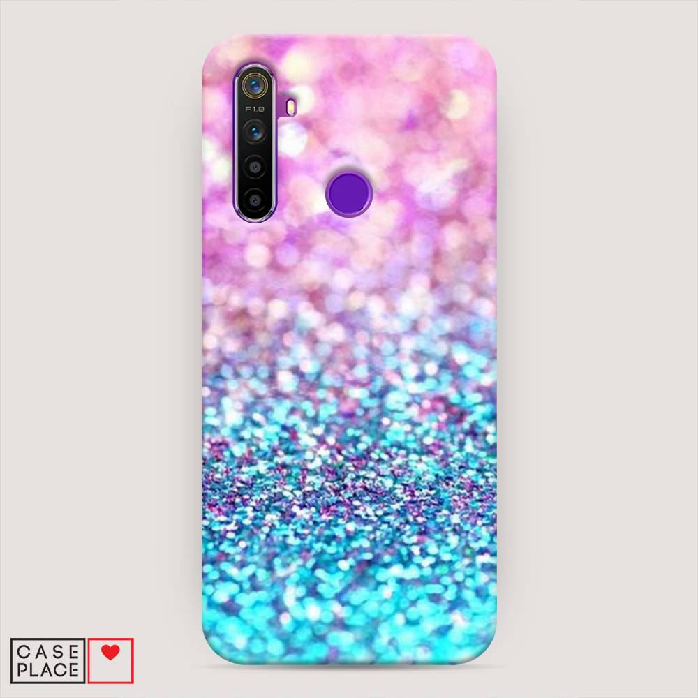 

Пластиковый чехол "Розово-голубые глиттеры рисунок" на Realme 5