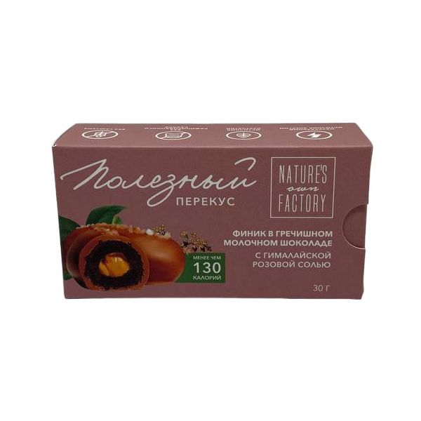 

Конфета финик в шоколаде Nature's Own Factory с гималайской розовой солью 30 г
