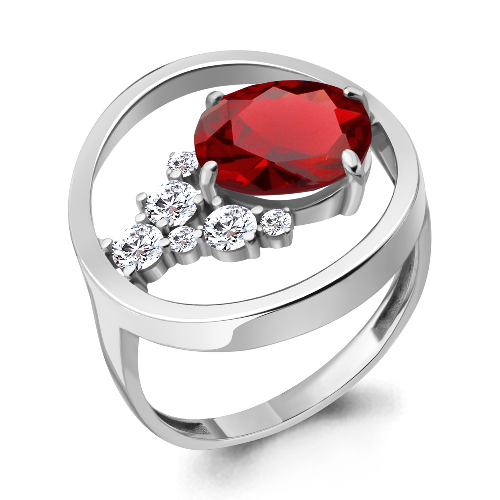 Кольцо из серебра с гранатом р. 19,5 Aquamarine 6935385А_925_р