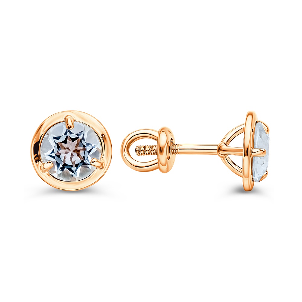 

Серьги пусеты из золота 585Gold 202010487, топаз, 202010487