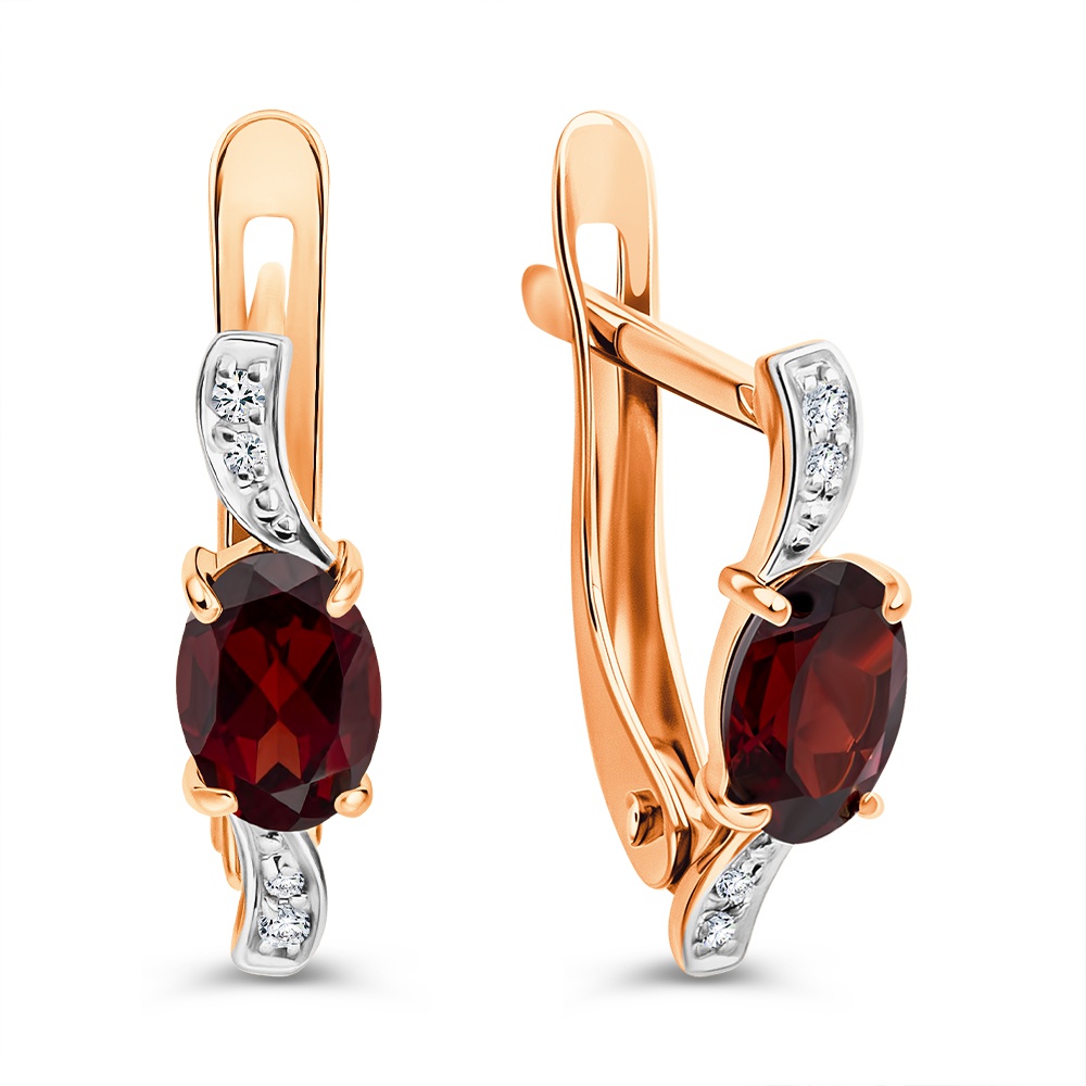 

Серьги из золота 585Gold 202009423, гранат/фианит, 202009423