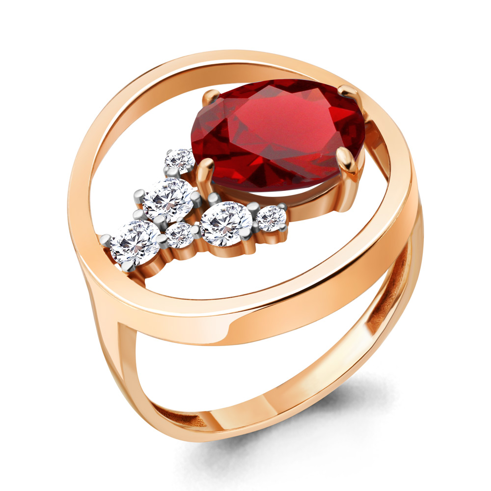 

Кольцо из серебра с гранатом р.  Aquamarine 6935385А_925_з, 6935385А_925_з