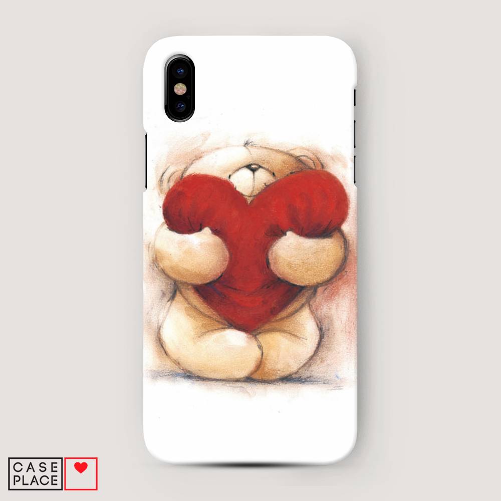 

Пластиковый чехол "Мишка с сердцем 1" на Apple iPhone XS Max (10S Max), 11920-5