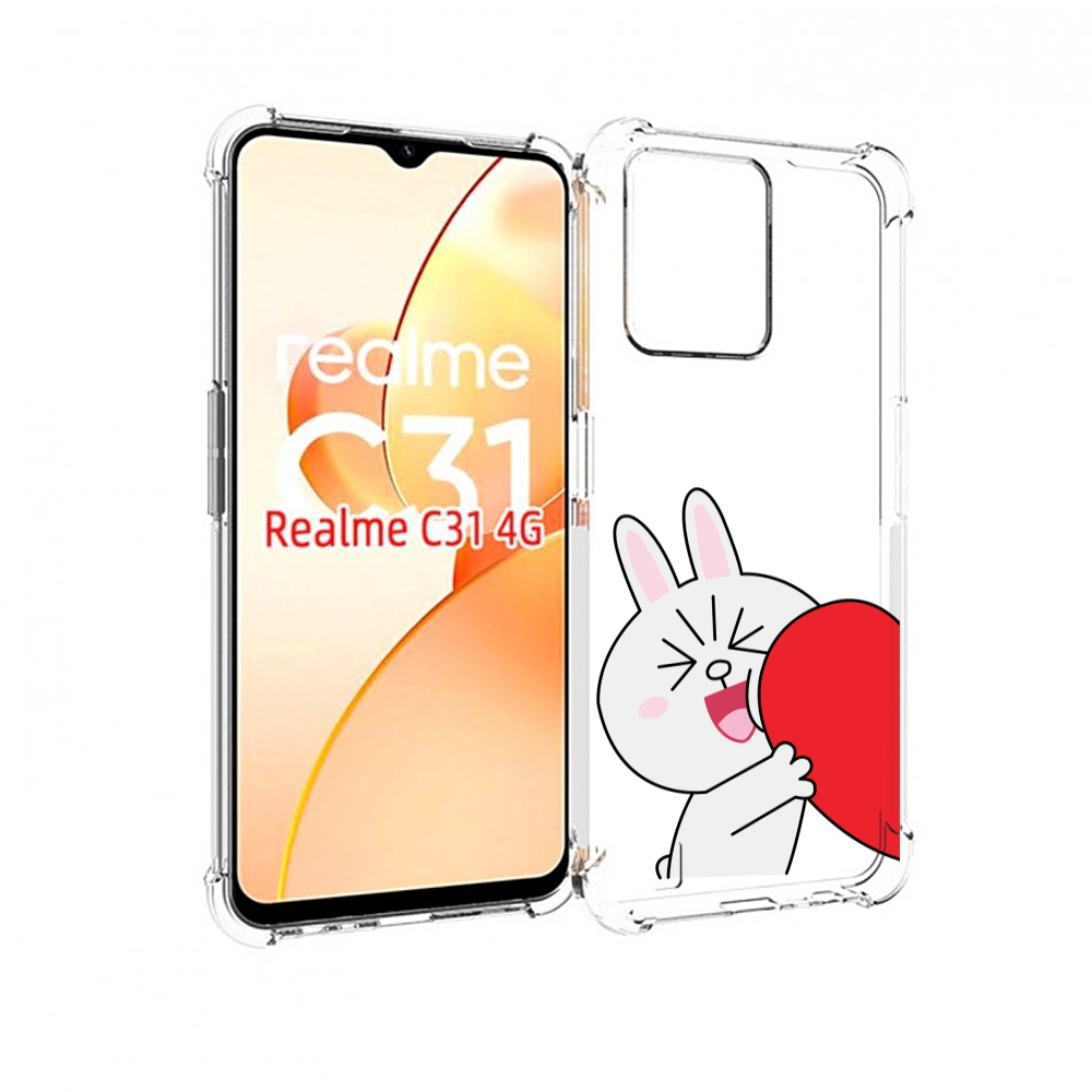 

Чехол MyPads зайчик-с-полуседрцем для OPPO Realme C31, Прозрачный, Tocco