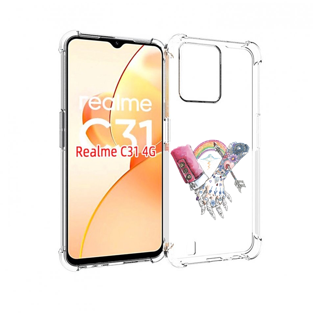 

Чехол MyPads абстракция руки в татуировках для OPPO Realme C31, Прозрачный, Tocco