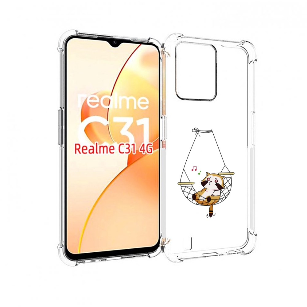 

Чехол MyPads енот-на-гамаке для OPPO Realme C31, Прозрачный, Tocco