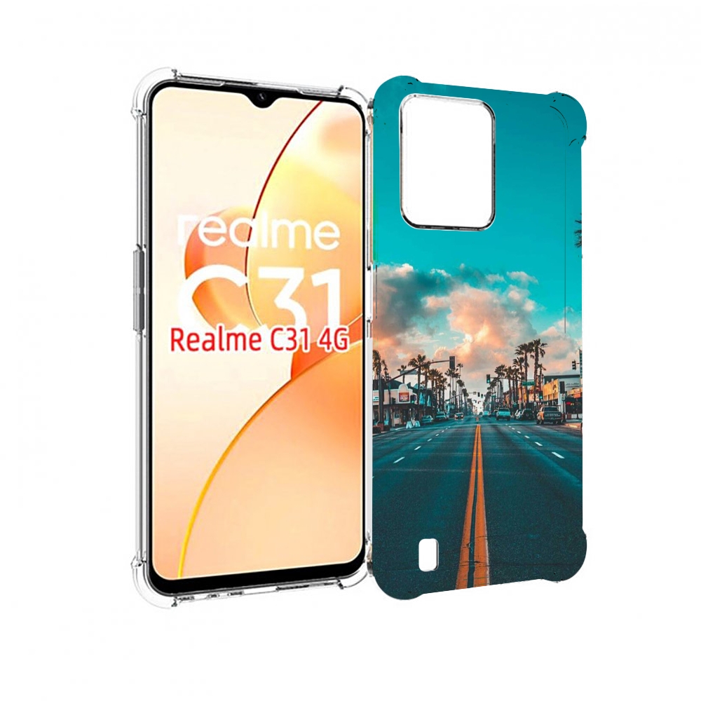 

Чехол MyPads дорога-в-лос-анджелес для OPPO Realme C31, Прозрачный, Tocco
