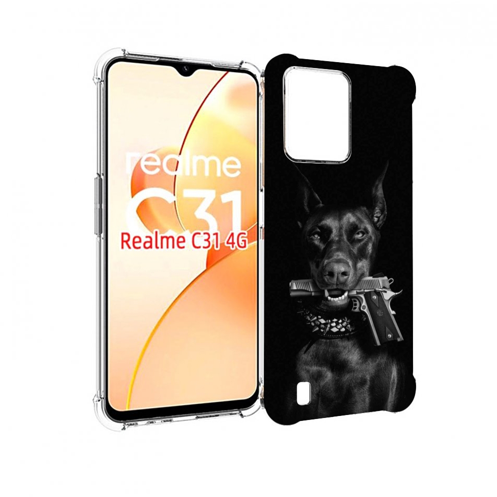 

Чехол MyPads доберман мужской для OPPO Realme C31, Прозрачный, Tocco