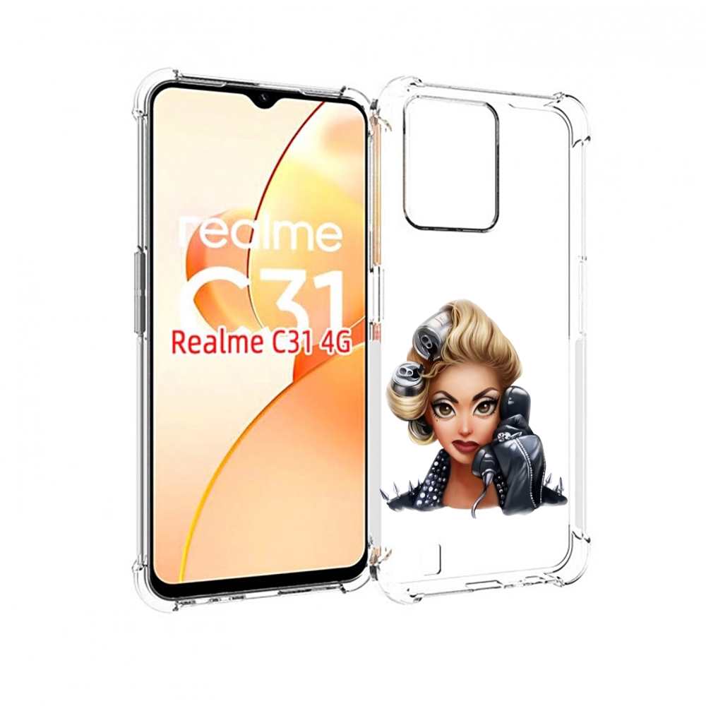 

Чехол MyPads девушка-смайлик-с-телефоном женский для OPPO Realme C31, Прозрачный, Tocco