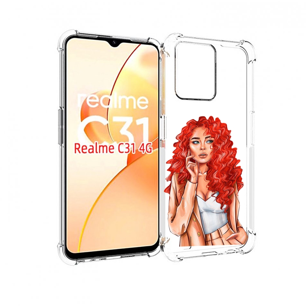 

Чехол MyPads девушка-с-яркими-волосами женский для OPPO Realme C31, Прозрачный, Tocco