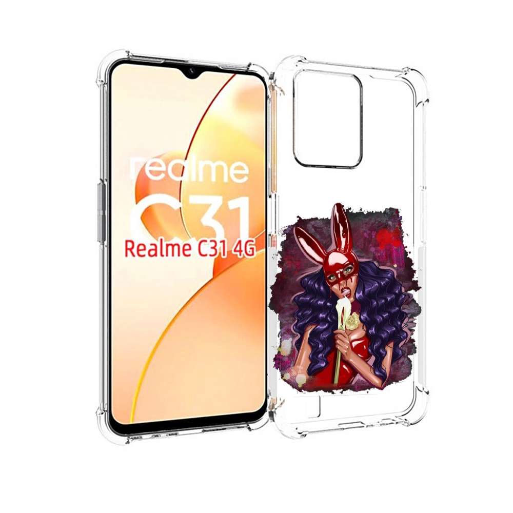 

Чехол MyPads девушка-с-текучей-маской женский для OPPO Realme C31, Прозрачный, Tocco