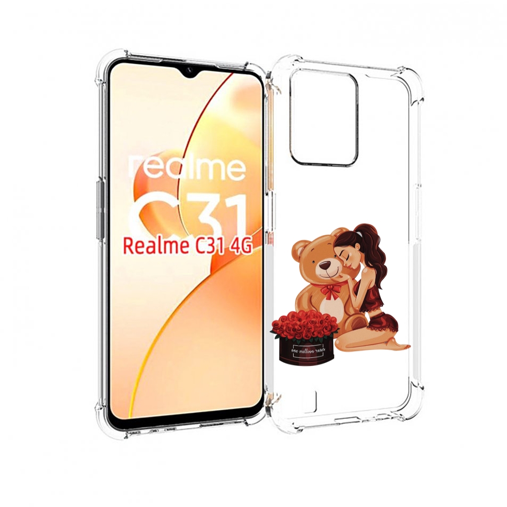 

Чехол MyPads девушка-с-подарками женский для OPPO Realme C31, Прозрачный, Tocco