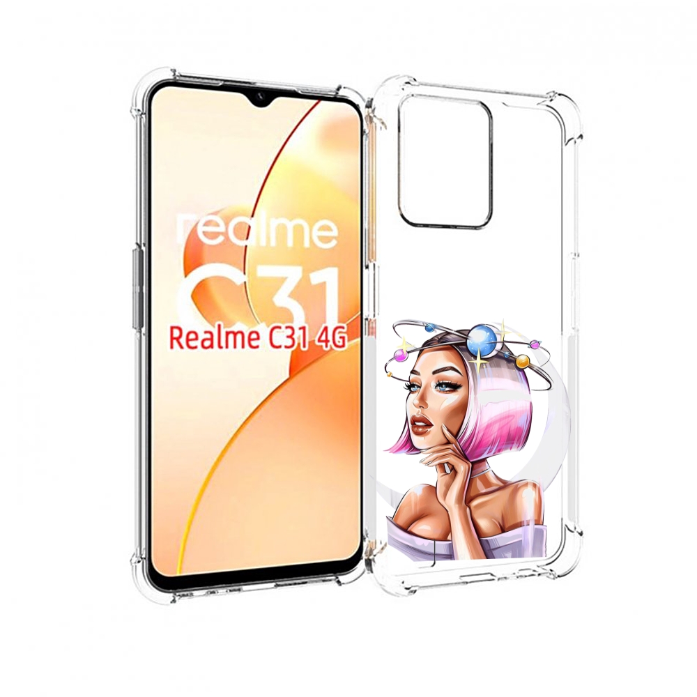 

Чехол MyPads девушка-с-планетами-на-голове женский для OPPO Realme C31, Прозрачный, Tocco