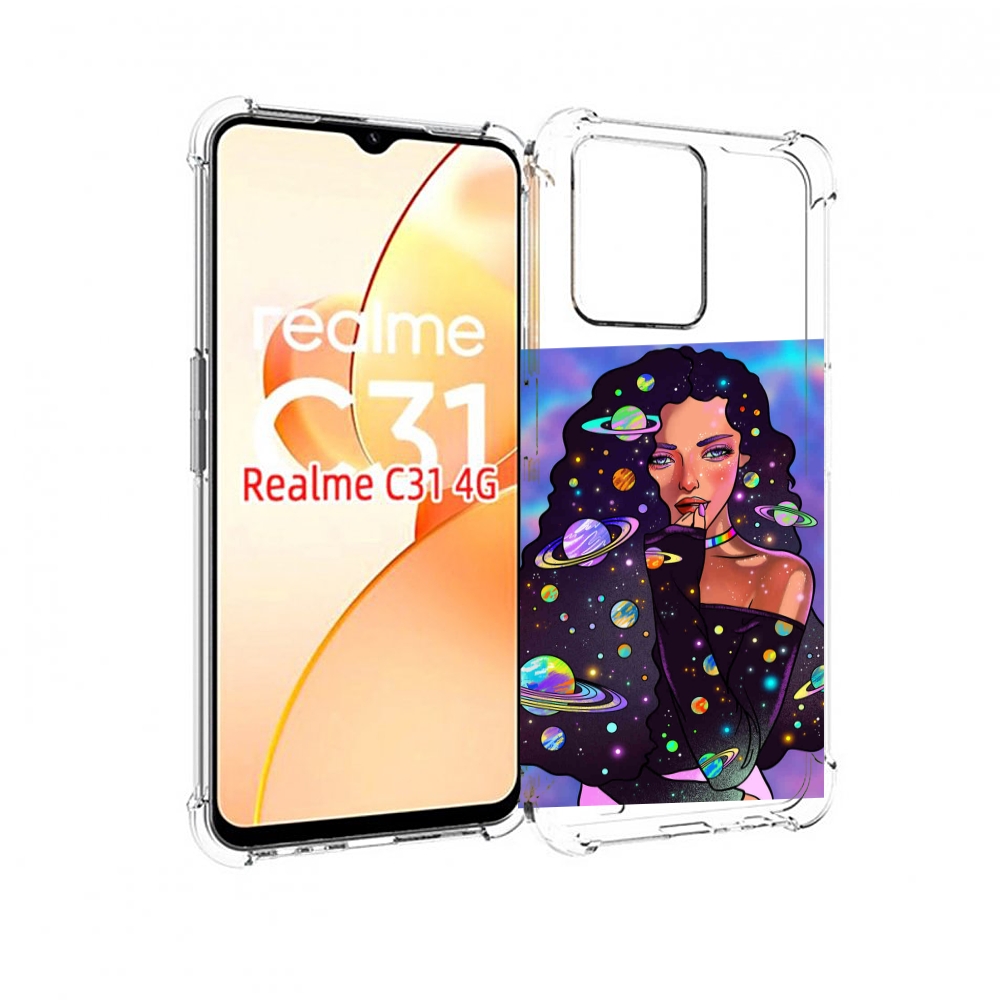 

Чехол MyPads девушка-с-планетами-в-волосах женский для OPPO Realme C31, Прозрачный, Tocco