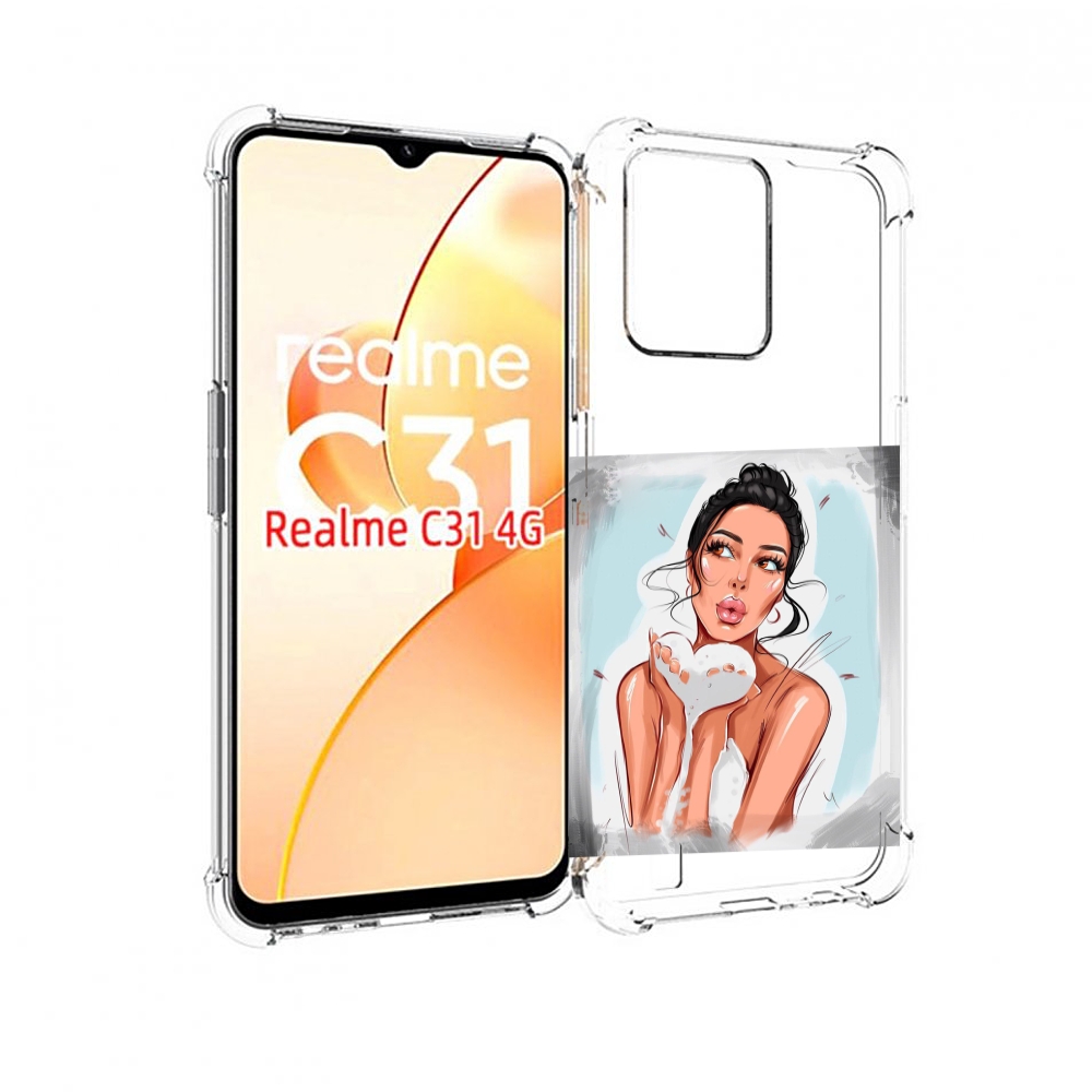 

Чехол MyPads девушка-с-пеной женский для OPPO Realme C31, Прозрачный, Tocco