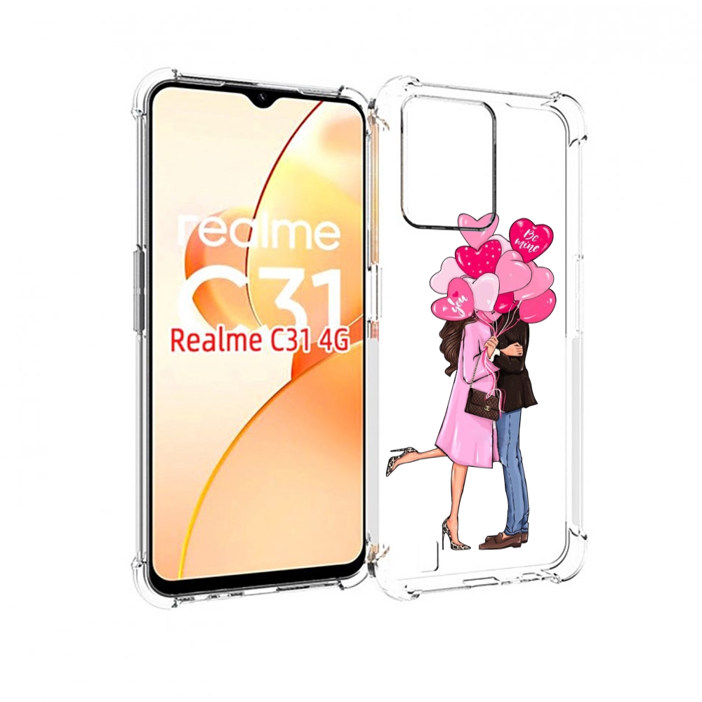 

Чехол MyPads девушка-с-парнем-сердечки женский для OPPO Realme C31, Прозрачный, Tocco