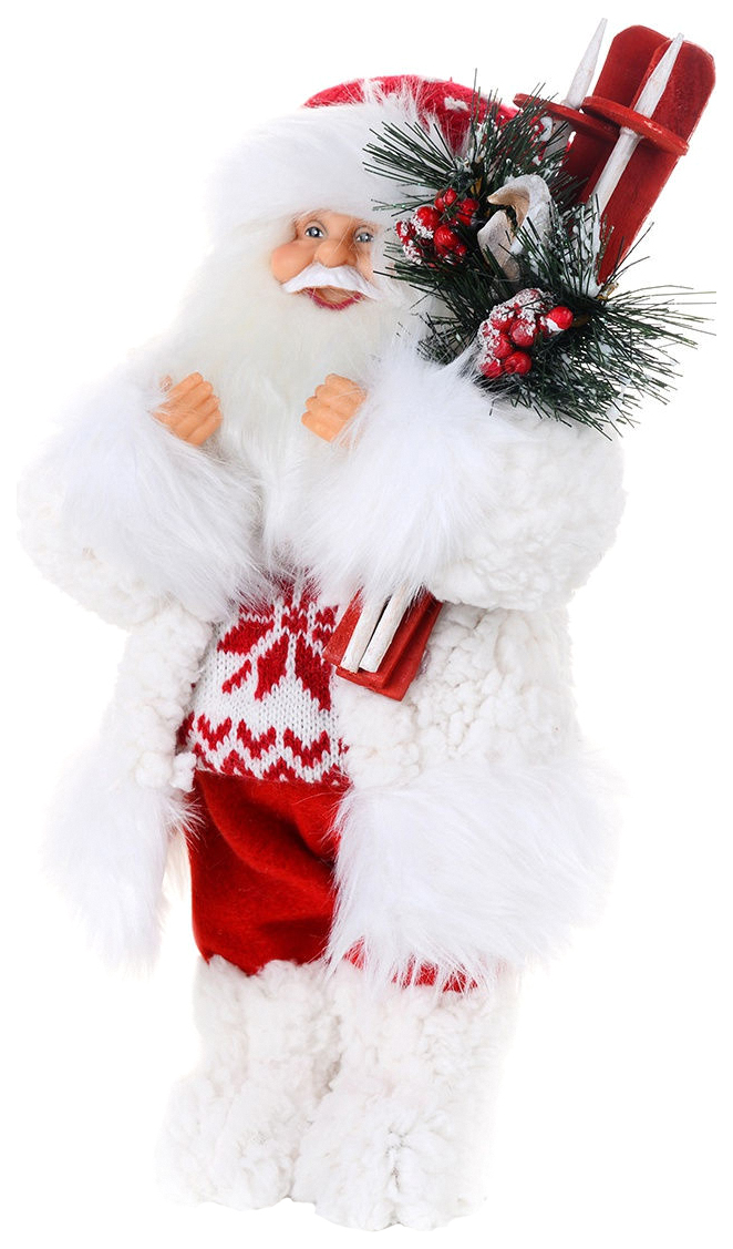 фото Мягкая игрушка "дед мороз в свитере со снежинкой и лыжами", 61 см maxitoys
